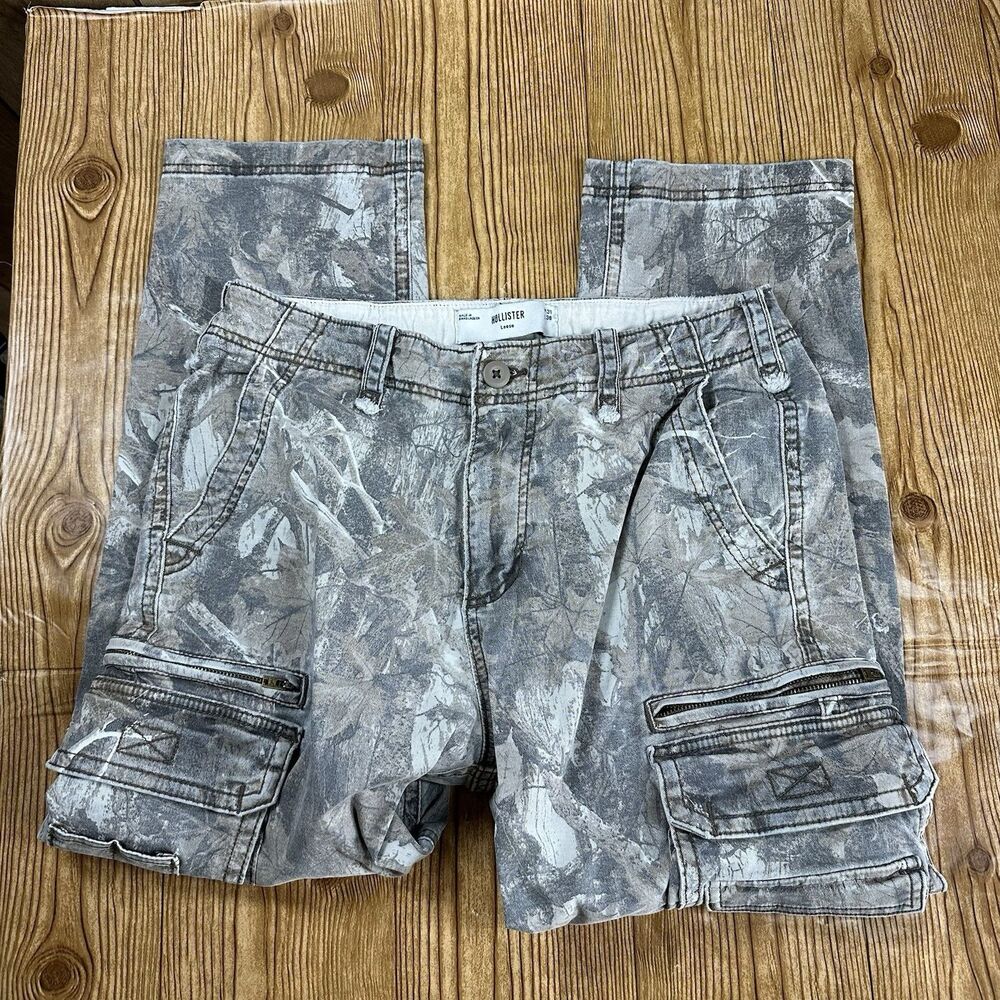 Hollister Loose Cargo Jeans Camo Realtree Style W31 L30 Baggy Streetwear Y2K